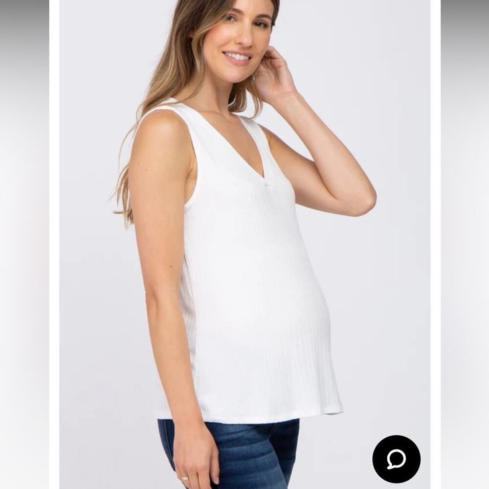 Pink Blush Ivory Vneck Maternity Tank